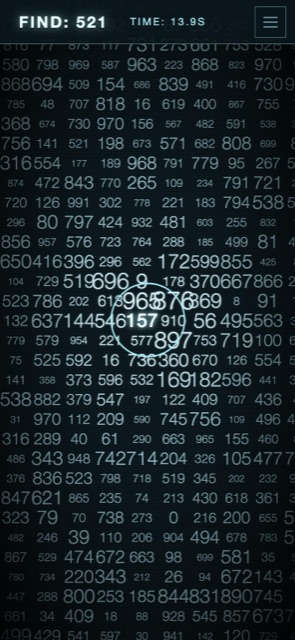 Classic mode: pale numbers of different sizes, the circle in the middle