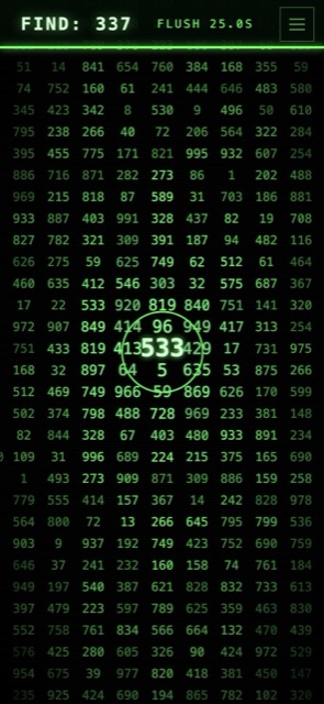 Matrix mode: green digits on black